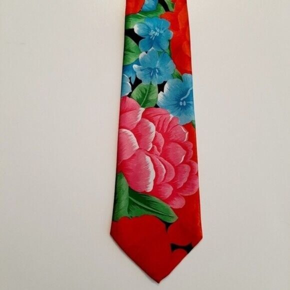 LOUIS FOUNTTAIN | Italy 100% Silk Floral Men's Necktie Vintage - Picture 8 of 9